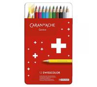 Caran d'Ache Swisscolor 1284712 Étui en métal avec 12 crayons de couleur imperméables