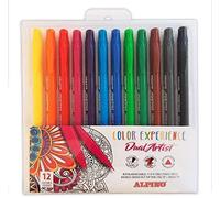 Boite De 12 Marqueurs Double Pointe Pointe Pinceau Alpin Ar000186