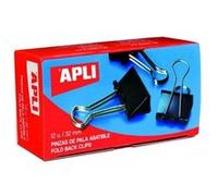 Boîte de 12 pinces à clip 32mm en métal - Apli G