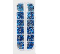 Boîte de 12 strass thermocollants de 4 tailles différentes, en opale, à dos plat, en verre cristal, à coller, pour vêtements, Capri Blue