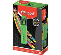 Boite De 12 Surligneurs Fluo'peps Classic, Coloris Vert - Des Couleurs Éclatantes Pour Surligner Vos Écrits - Pointe Biseautée Permettant De Faire Des Traits De 1 À 5 Mm[Z621]
