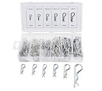 Boîte de 150 Clips d'attelage en R, Épingles de sûreté type R, 6 tailles différentes, Coffret de Rangements Transparent, Kit d'épingles de Fixation pour Tracteur, Camionnette, Tondeuse à Gazon