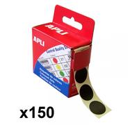 AGIPA Lot de 3 Boites Distributrice 150 étiquettes Gommettes de signalisation Rondes 15 mm Noir
