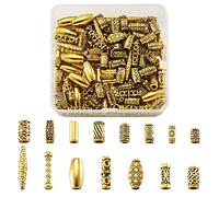 Boîte de 150 perles intercalaires tibétaines en alliage - 15 styles - Pour fabrication de bracelets et bijoux - Doré antique