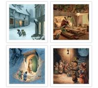 Boîte de 16 cartes de Noël - Le vent dans les saules illustrées par Chris Dunn - Faune hivernale - 4 de chacun des 4 motifs - Respectueux de l'environnement - Fabriqué au Royaume-Uni