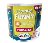 17 Tampons Dinosaures avec Encreur Noir - Tampons Enfant 6 ans et + - Stampo Funny - Encre Lavable - Activité Manuelle Dessin - Dinos, T-Rex, Préhistoire - Idée Cadeau Fille Garçon