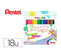 Boite de 18 feutres de coloriage pental encre ultra lavable pointe moyenne 3,9mm