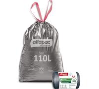 Boîte de 180 sacs à lien coulissant recyclé type 110L résistant coloris argent/noir