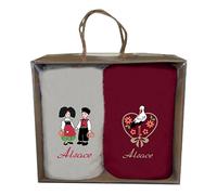 Boite de 2 essuie-mains brodés Winkler Alsace Multicolore 30x50 cm