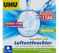 UHU Recharges pour absorbeur d'humidité 37355 – Boîte 2×100 g – L7,6×H7,6×P6,2 cm gris/blanc