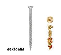 KLIMAS Torx Lot de 200 vis à Bois pour Panneaux d'aggloméré, Blanc, Vis à tête fraisée pour terrasse, toiture, Vis universelles, 5,0 x 90