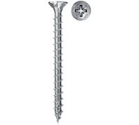 fischer - Vis PowerFast FPF II CZF 4,0x30 mm à Tête fraisée, empreinte PZ, zingué blanc, filetage total - Boîte de 200 Gris