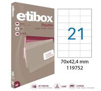 APLI Étiquettes adhésives Etibox 119752 – 70 x 42,4 mm – Blanches – Boîte de 2 100