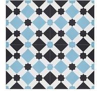Boite de 24 Carreaux de ciment hydraulique 0,96m2 / Carreaux de ciment artisanaux pour sol et mur coloris bleu - l.20 x L.20 cm