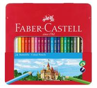 Faber-Castell 115824 - Boîte en métal de 24 crayons de couleur hexagonaux
