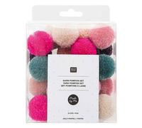 Boite de 24 mini pompons multicolores : Pastels