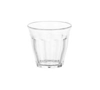 Boîte de 24 verres JIN 16cl, de dimension 7,5 x 7 cm, pour jus, thé ou eau, en verre transparent
