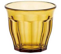 Boîte de 24 verres JIN 16cl, de dimension 7,5 x 7 cm, pour jus, thé ou eau, en verre transparent marron Transparent G