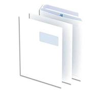 Boîte de 250 pochettes blanches auto-adhésives 100g format C4 229x324 mm avec fenêtre 55x100 mm