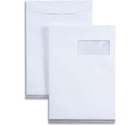 Boîte de 250 pochettes blanches auto-adhésives 100g format C4 229x324 mm avec fenêtre 55x100 mm G