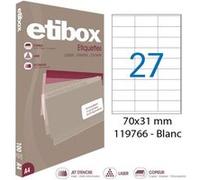 APLI Étiquettes autocollantes ETIBOX 119766-2700 blanches – Laser, Jet d'encre, Copieurs – 70x31 mm