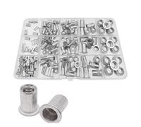 Boîte de 300/190/165/150/100 pièces, écrous for riveter for tête plate en aluminium M3 M4 M5 M6 M8 M10, écrous, capuchons d'insertion, écrous for riveter filetés, ensemble d'outils(150PCS M3-M8)
