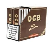 Boite de 32 paquets de feuilles Slim Tips OCB Virgin - papier non blanchi
