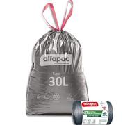 Boîte de 450 sacs à lien coulissant recyclé type 30L résistant coloris argent/noir