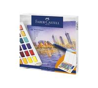 Faber-Castell Aquarelles en godets 169748 – Palette et pinceau à réservoir d'eau – 48 pièces