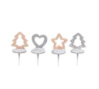 Boîte de 48 ornements sapins et étoiles en bois Noël