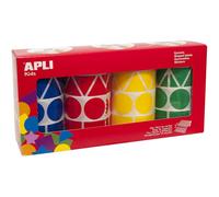 Boîte de 4rouleaux de gommettes géométriques XL - Jaune, bleu, rouge et vert - A