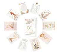 Boîte de 50 cartes de mois pour bébé avec illustrations bohèmes peintes à la main - Ma première année - Pour nouveau-né et parents