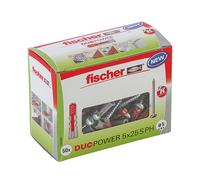 Boîte de 50 chevilles bi-matière FISCHER Duopower PH avec vis
