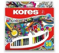 Kores - Kolores : 50 Crayons de couleur pour enfants, débutants et adultes, à mine tendre et forme triangulaire, fournitures scolaires, lot de 50 couleurs assorties.