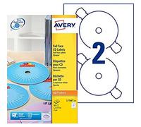 Boite de 50 Étiquettes Autocollantes qualité photo pour Cd, Personnalisables et imprimables, Maxi Couvrantes, Diamètre 117 mm, Impression Laser, (L7760-25)