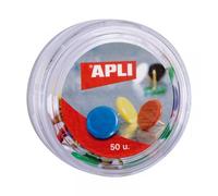 Boite De 50 Punaises À Têtes Plates - Couleurs Assorties - Diamètre 10 Mm