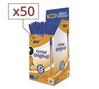 boite de 50 stylos bic cristal medium bleu