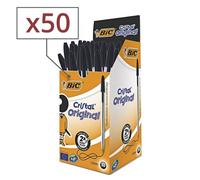 boite de 50 stylos bic cristal medium noir