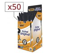 boite de 50 stylos bic cristal medium noir