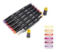 Boîte de 6 Marqueurs "Double Pointe" 16cm Tons Chauds Multicolore G