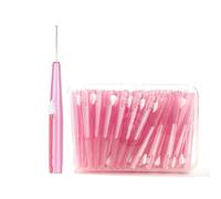 Boîte de 60 cure-dents/brosse interdentaire dentaire 0,6-1,5 mm, fil dentaire en forme de I(Pink)