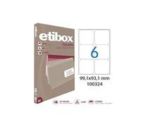 ETIBOX 100324-600 Etiquettes blanches - 100 feuilles A4 - Imprimantes Laser, Jet d'encre, Copieurs - 99,1 x 93,1 mm.