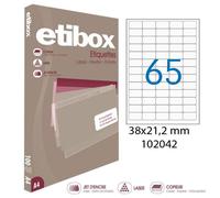 APLI Étiquettes autocollantes Etibox 102042 — 38 x 21,2 mm, 6500 pièces, coins arrondis, blanches