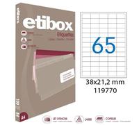 APLI Étiquettes Paper Etibox – Blanc, 38 x 21,2 mm, 6 500 étiquettes (100 feuilles × 65)