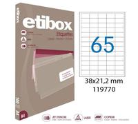 APLI Étiquettes Paper Etibox – Blanc, 38 x 21,2 mm, 6 500 étiquettes (100 feuilles × 65)