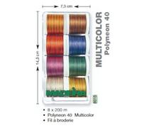 Boite de 8 bobines de fil 200 m Polyneon multicolores polyester Madeira N° 40