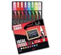 Uni Ball - Uni Mitsubishi Pencil- Marqueurs Craie Chalk Marker PWE-5M-Marquage Éphémère, Résistant à la Pluie- Pointe Conique Medium-Lot de 8 Couleurs