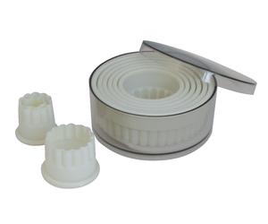 Boite de 9 découpoirs cannelés ronds plastique de 2 à 10 cm