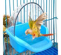 Boîte de Bain d'oiseau Jouet de Bain d'oiseau Suspendu Perruche baignoires en Cage Perroquet Baignoire Eau Douche mangeoire Support Plateau Bains d'oiseaux pour Cages à Oiseaux Accessoire
