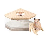 Boîte de bain pour hamster - Salle de bain pour petits animaux, enclos pour habitat à creuser dans des conteneurs, structure transparente, support pour bains de sable facile à nettoyer, espace pour A